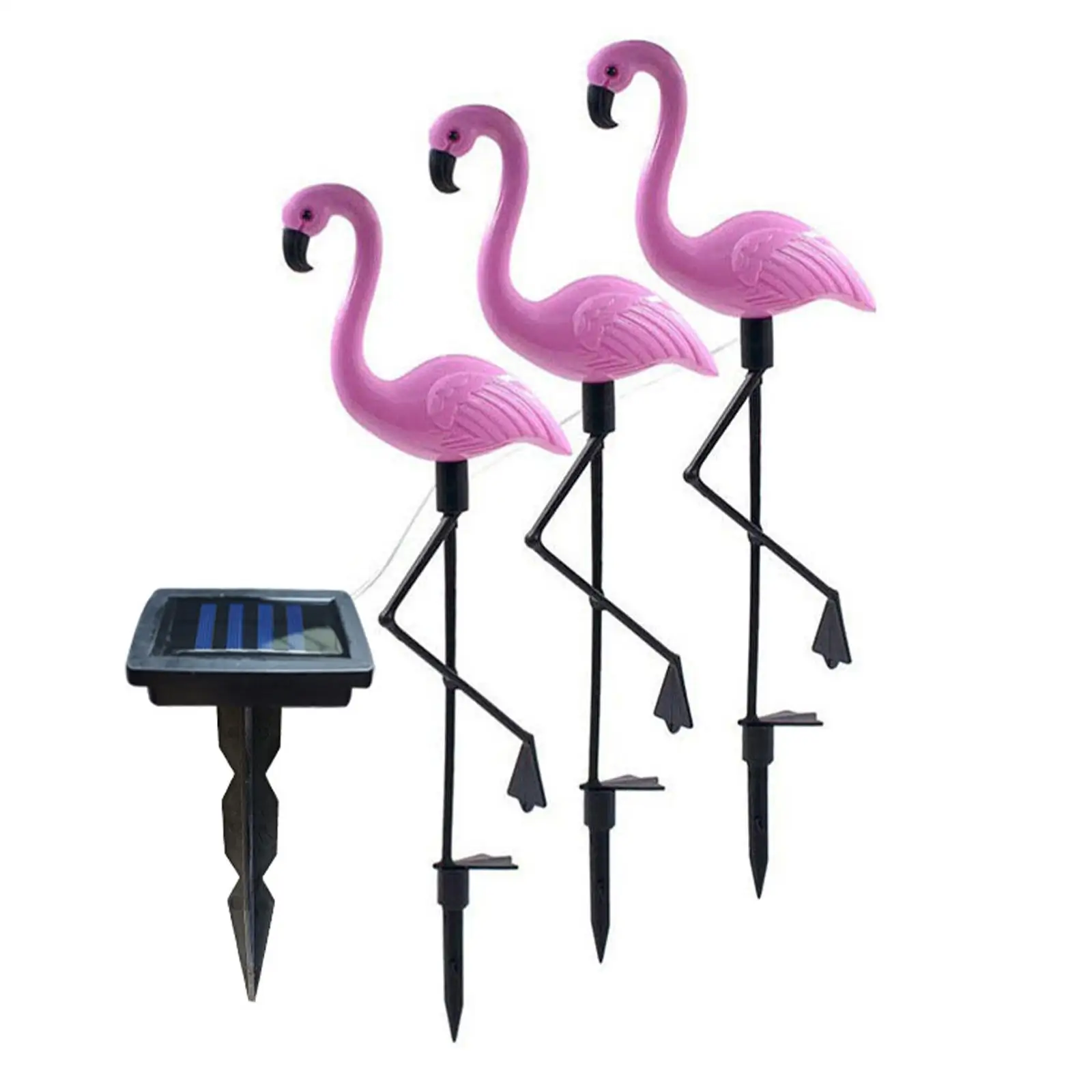 3 Pieces Flamingo Landscape Light Sturdy LED Lights Stake Light Waterproof Solar Power for Wedding Garden Lawn Outdoor