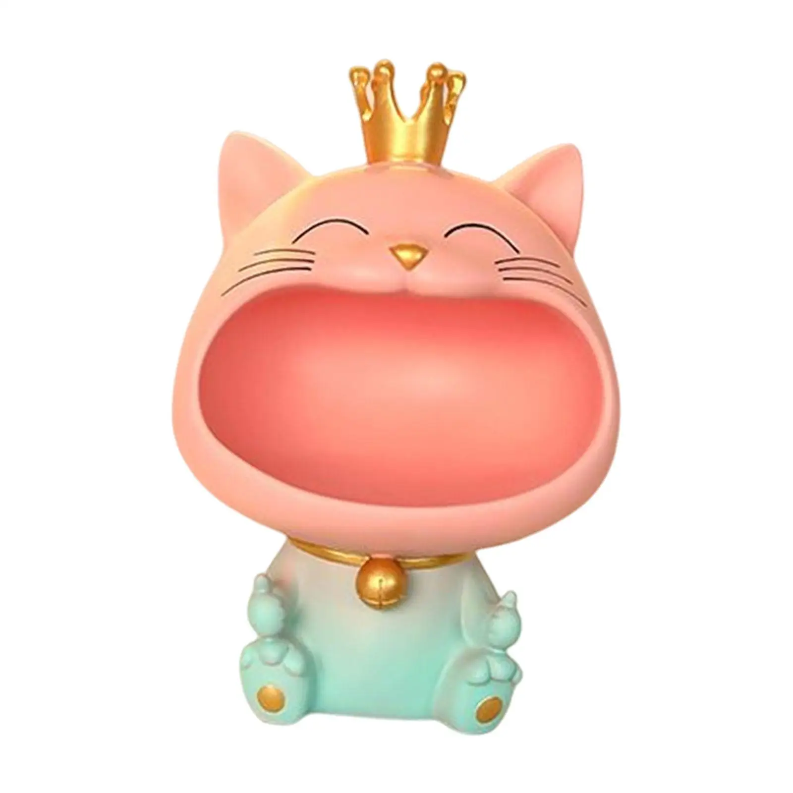 Cat Figurine Storage Box Ornament Creative Resin Sculpture Snack Holder for Living Room Table Home Entryway Decoration