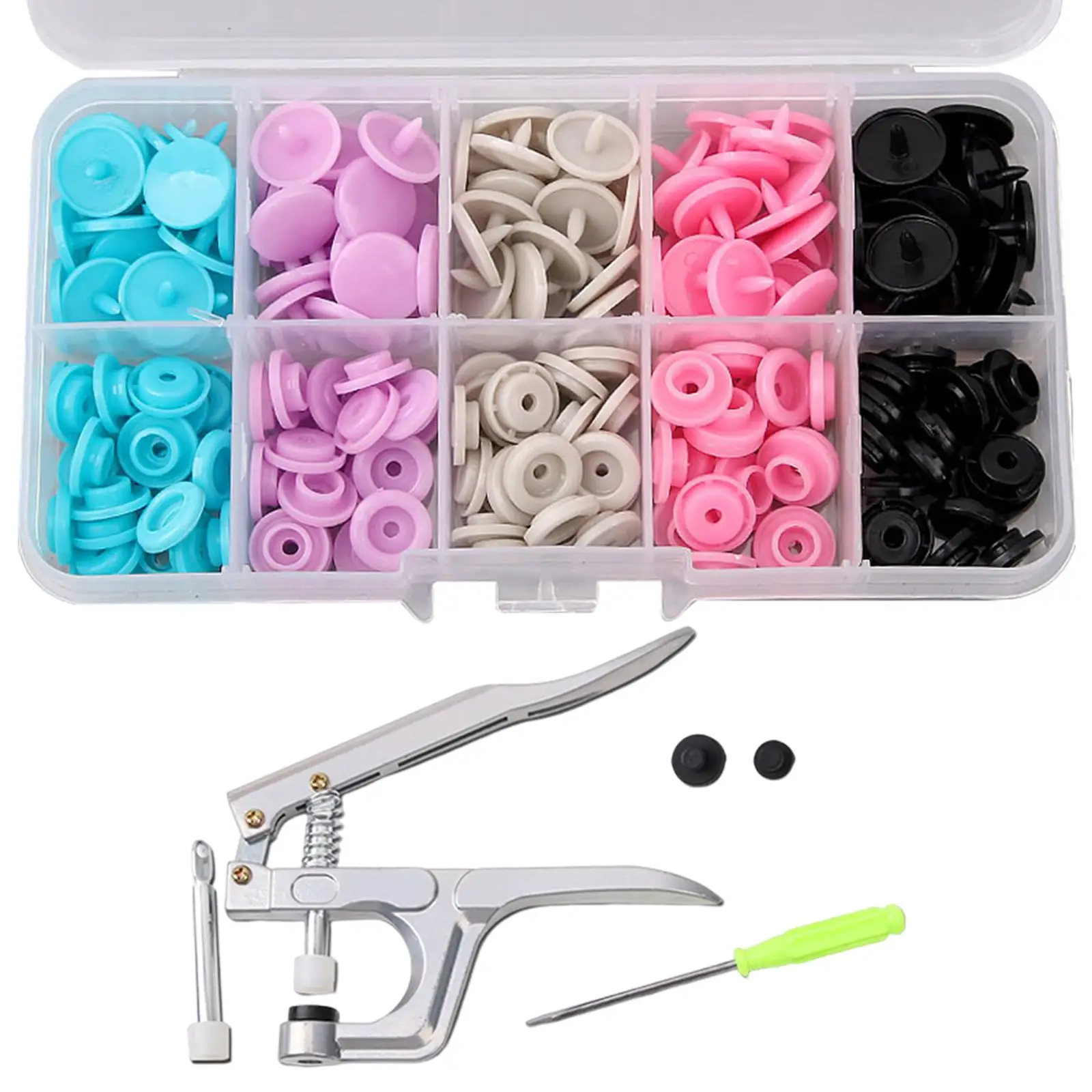 50 Sets Sewing Snaps Installation Tool Buttons Plastic Snaps Mixed Colors Snaps with Snap Pliers