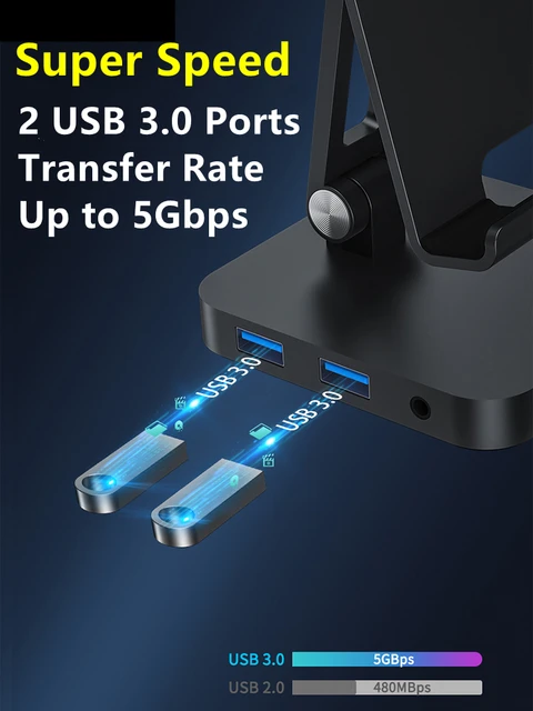 OBERSTER Station d'accueil USB C, 10 en 1 USB C Hub avec HDMI 4K, USB C  3.0, PD 100W, 2 USB 3.0, 2 USB 2.0, Lecteur Carte SD/TF, Audio/Micro