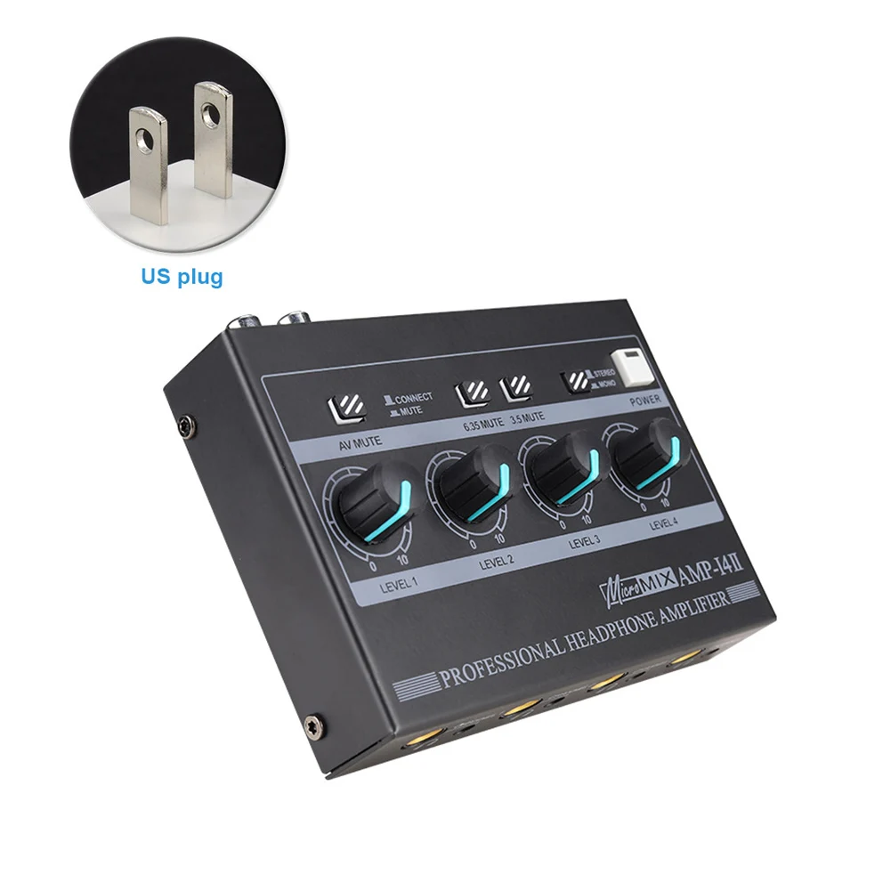 Tanie Ultra Compact Studio Stereo mikser wzmacniacz słuchawkowy 4 kanały niski sklep
