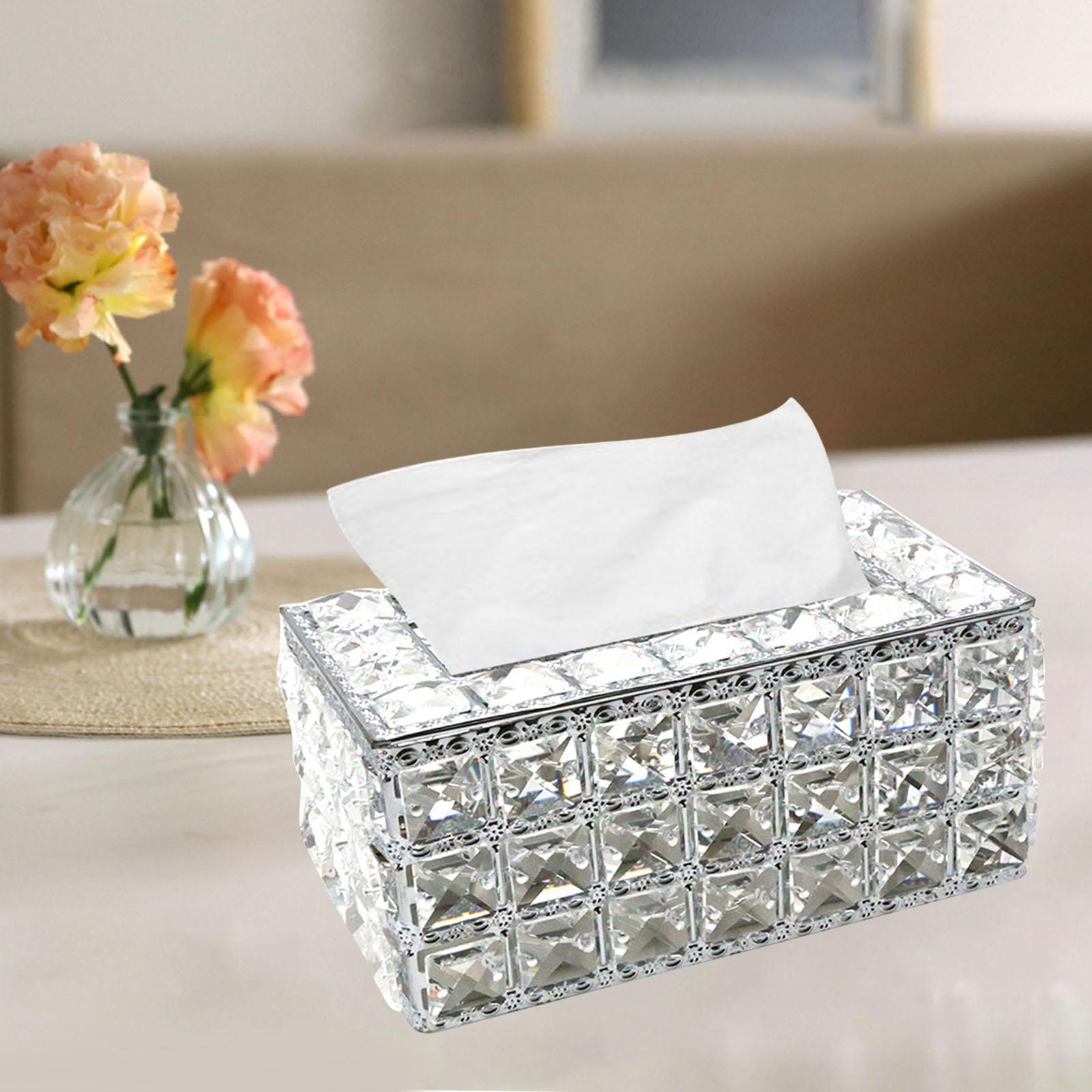 Crystal Facial Tissue Box Holder Crystal Cube Napkin Dispenser Bedroom Office Hotel Cafe Coffee House Bar