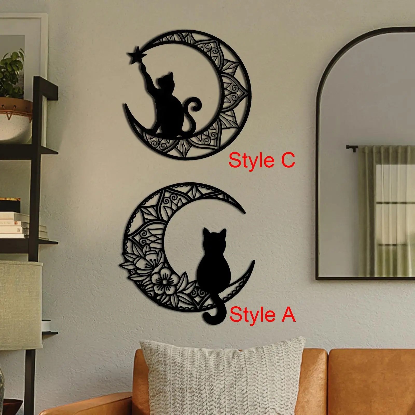 Metal Wall Art Decor, Wall Sculpture Cat Iron Art for Home Living Room