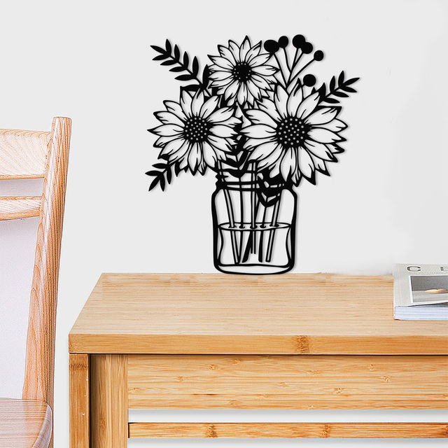 Decorazione Parete Girasole In Metallo - 31cm Per Interni Ed Esterni - Foto 6