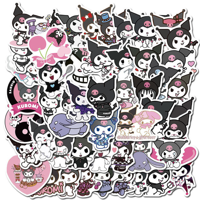 50 Cute Cartoon Kuromi Notebook Skateboard Suitcase Water Cup Doodle Decorative  Stickers Children's Holiday Gifts