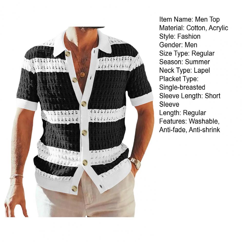 Description Picture 6 of itemClassic Comfortable Color Stitching Easy to Clean School Teacher Summer Cardigan Thin Sweater Men Sweater Breathable