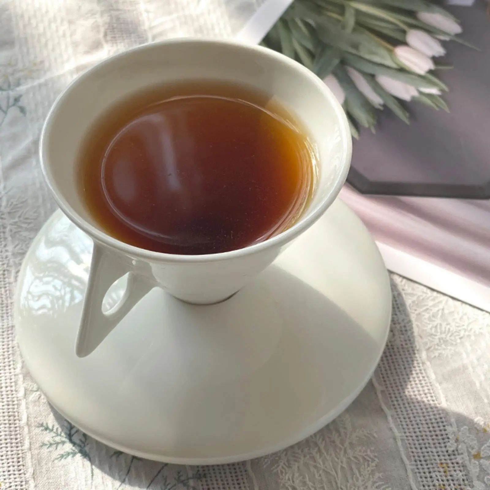 Cone Type Coffee Cup and Saucer Set Teacup for Home Office 