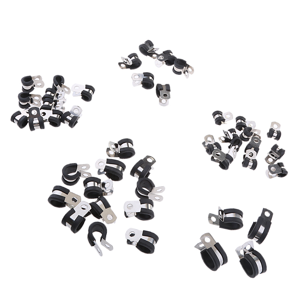 304 Stainless Steel Rubber Cushion Hose Cable  Clamps Assortment