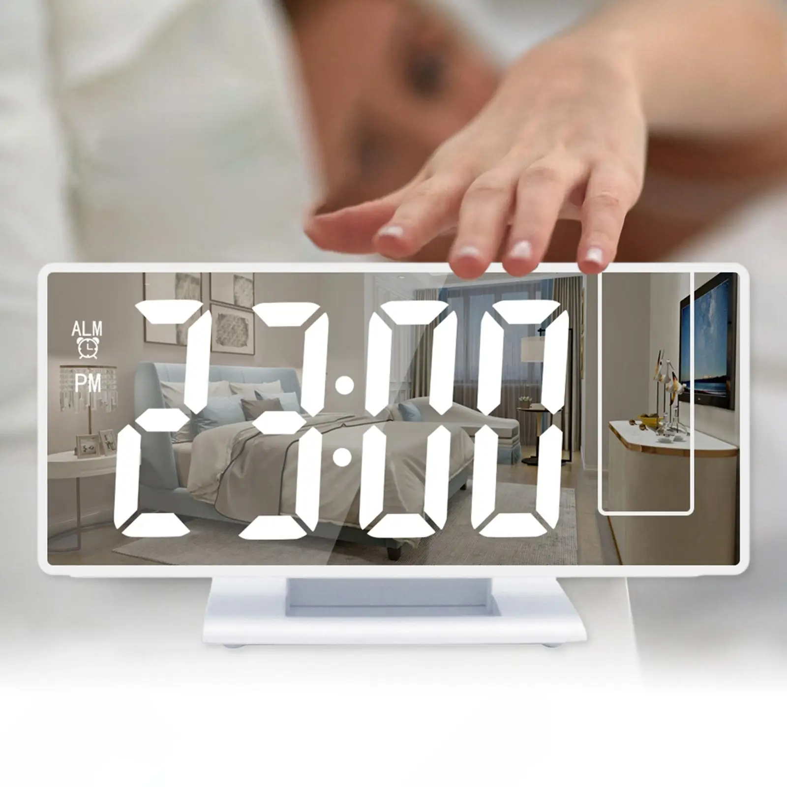 Projection Alarm Clock Rechargeable Display Temperature Mirror Clock, 12/24H Digital Clocks, for Ceiling Bedroom Living Room,