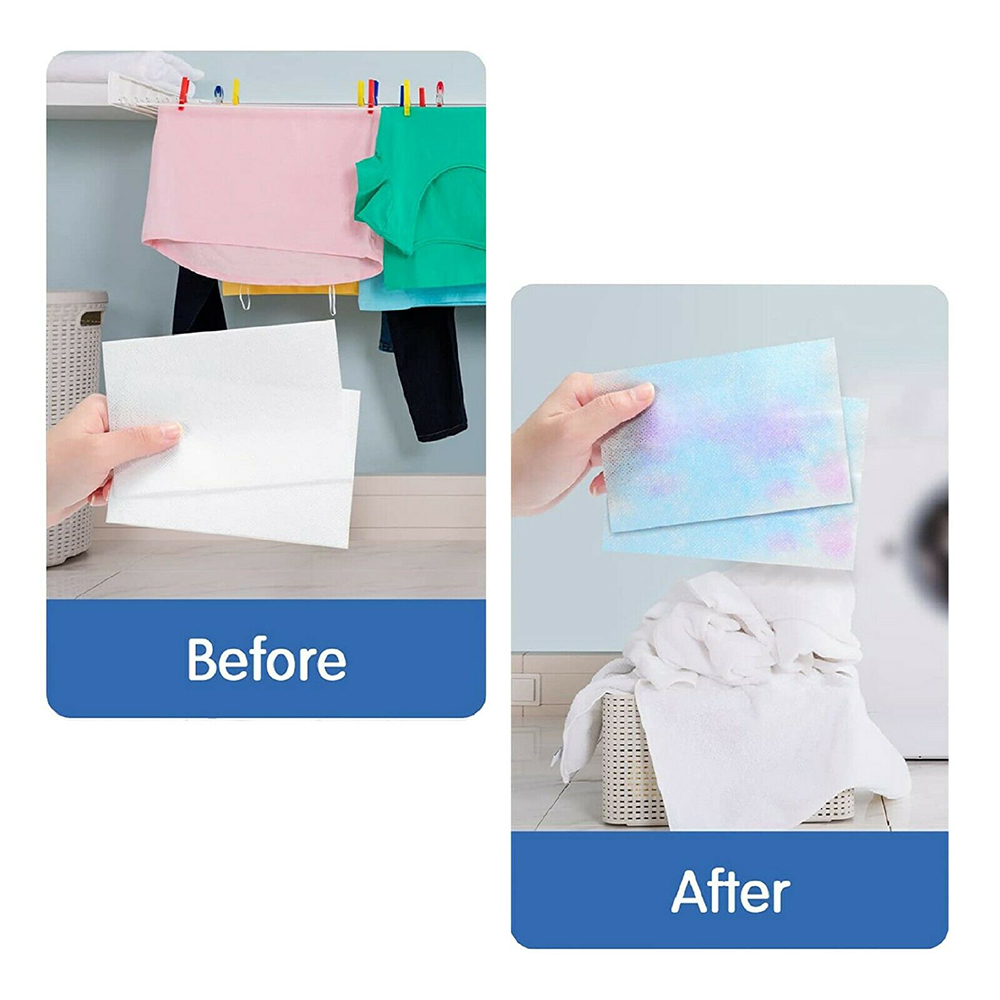 100pcs Farb fänger Blatt Farbstoff Einfangen Farbe Absorption Papier Wäsche Anti-Cross-Färben Tinct Fleck Beweis Schutz zum Waschen – Detail 8