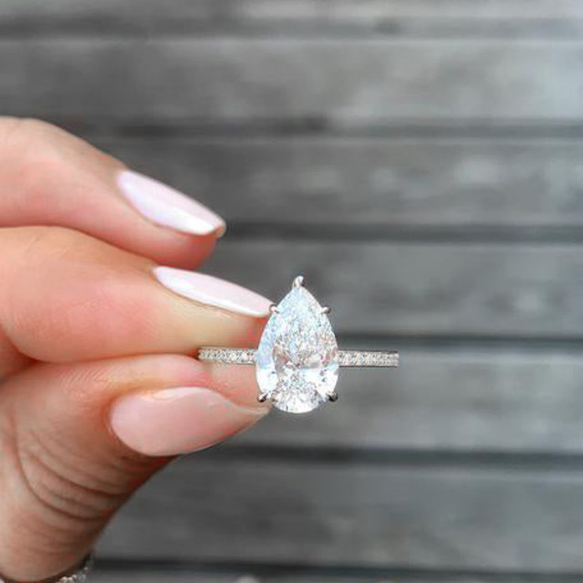 JO WISDOM Bague De Fiançailles En Argent Sterling 925 Avec Zircon Cubique De 7 Mm 5 A, Zirkonia