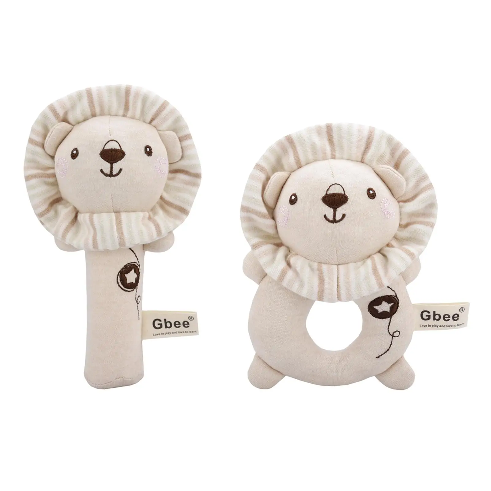2 Pieces Animal-Shaped Infant Rattles Shaker handheld grip Toys Handheld Rattles Squeakers Stuffed for   Newborn