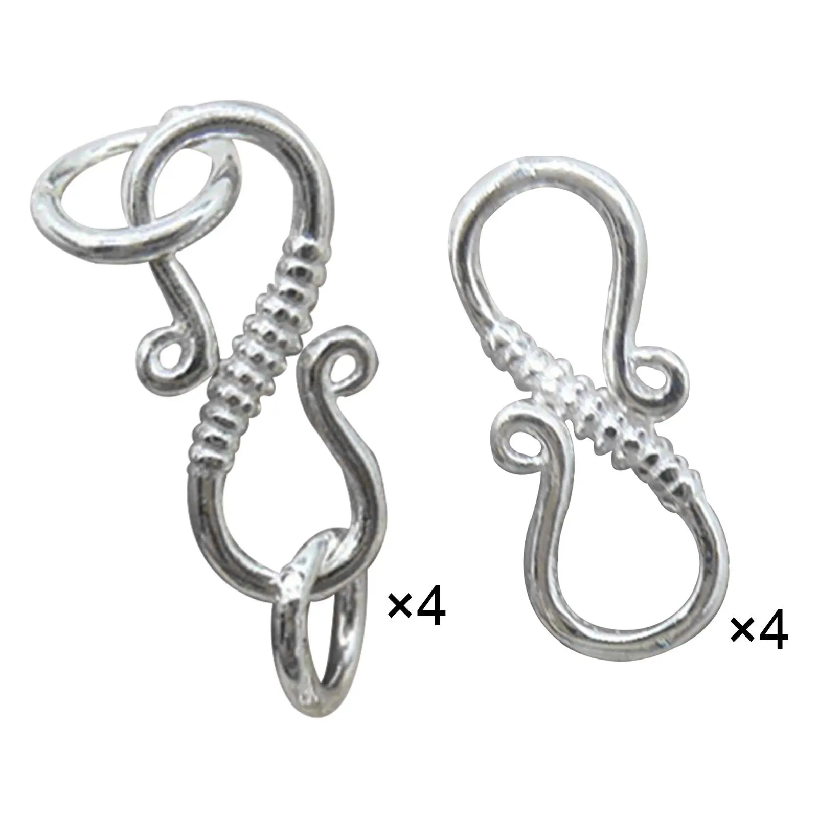 4x Sterling Silver S Hook Clasp 12mm Eye Clasp for Jewelry Clasps DIY Crafts