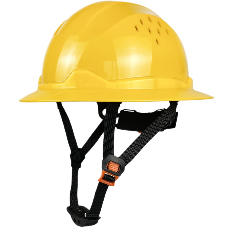 Nombre 24, Schutzhelm mit voller Krempe für Ingenieure, Bauarbeitskappe für Männer, Ansi-zugelassener HDPE-Schutzhelm mit 6-Punkt-Verstellung