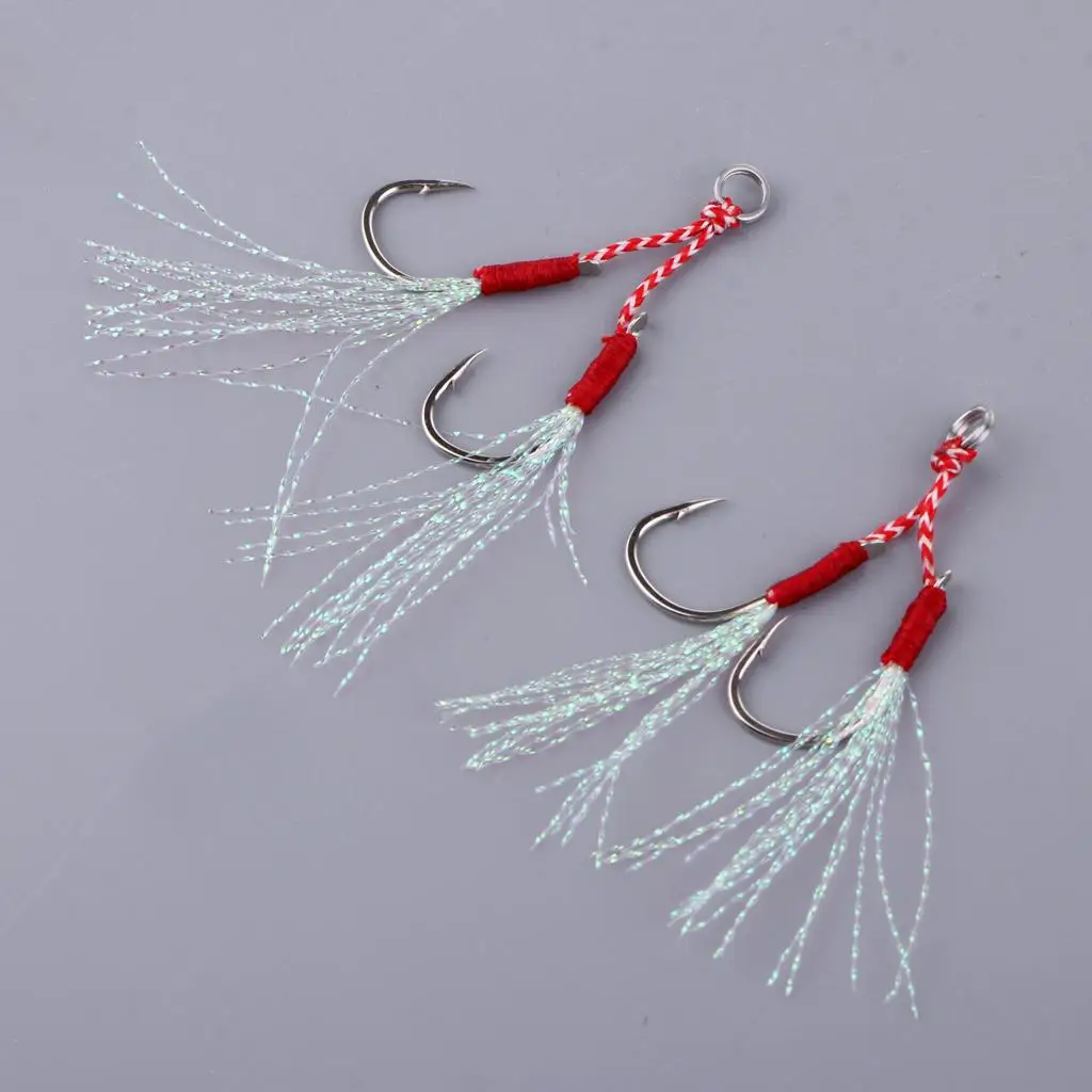 2pcs Stainless Hooks Sea Fishing Jig Jigging Barbs And Release
