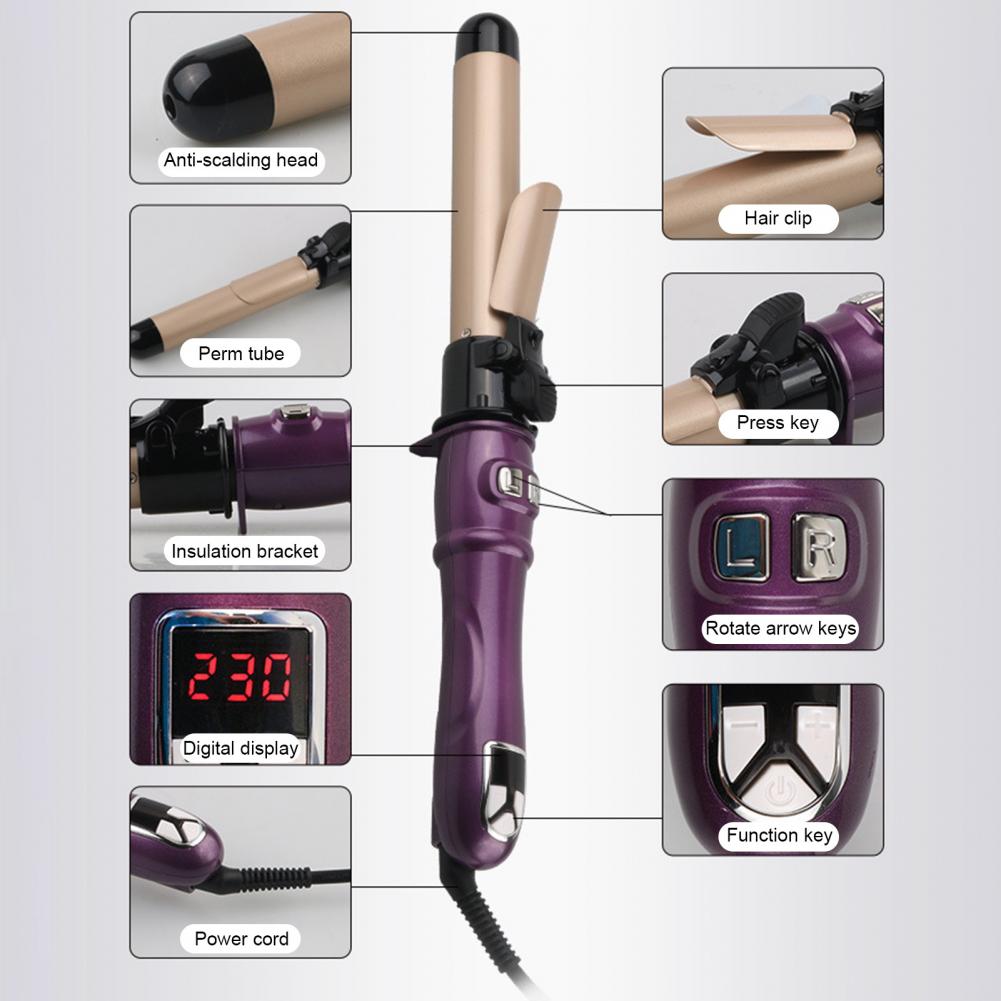 Title 22, US Plug Full Automatic Curling Iron Rotating Cr...