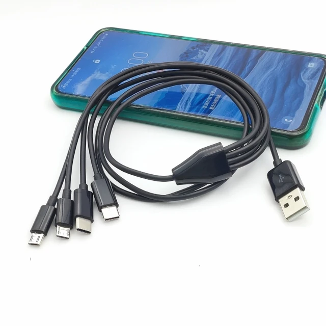 Cable de cargador múltiple, 4 en 1 cable de carga rápida USB 2 * ip + micro  + tipo C