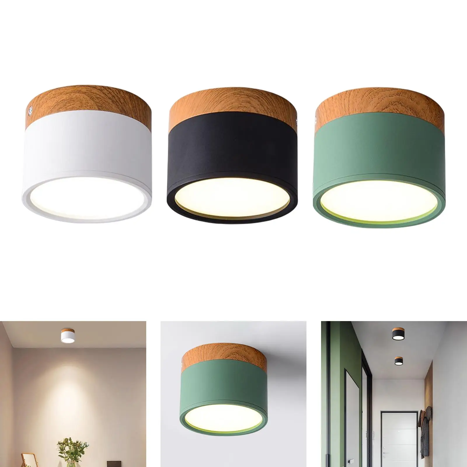 Nordic LED Ceiling Light Surface Mounted 12W Cylinder Wood Ceiling Lamp Aluminum LED Down Light for Bedroom Kitchen Corridor