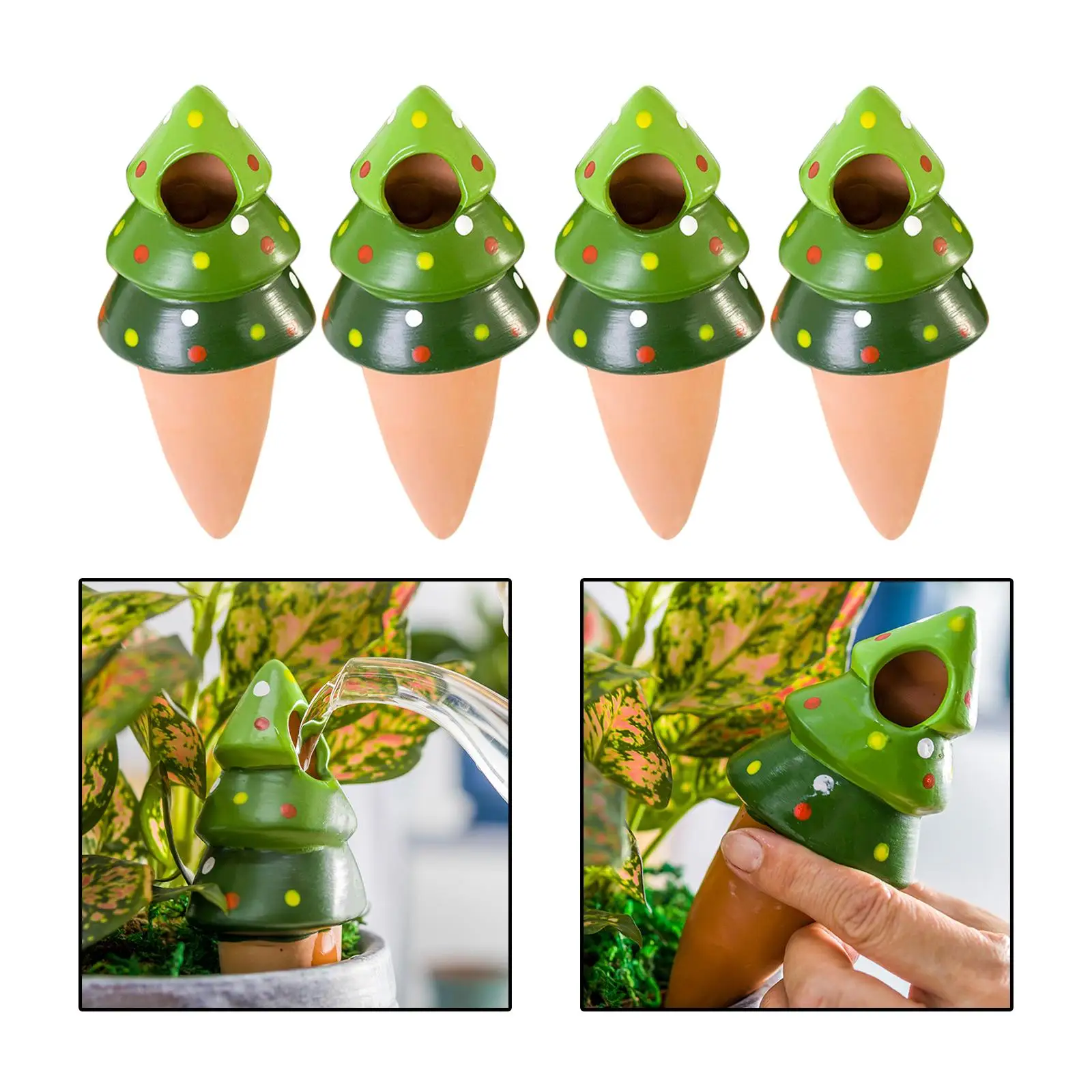 4x Self Watering Stake Automatic Drip Irrigation Planter Inserts Plant Waterer Plant Watering Stakes for Outdoor Office Home