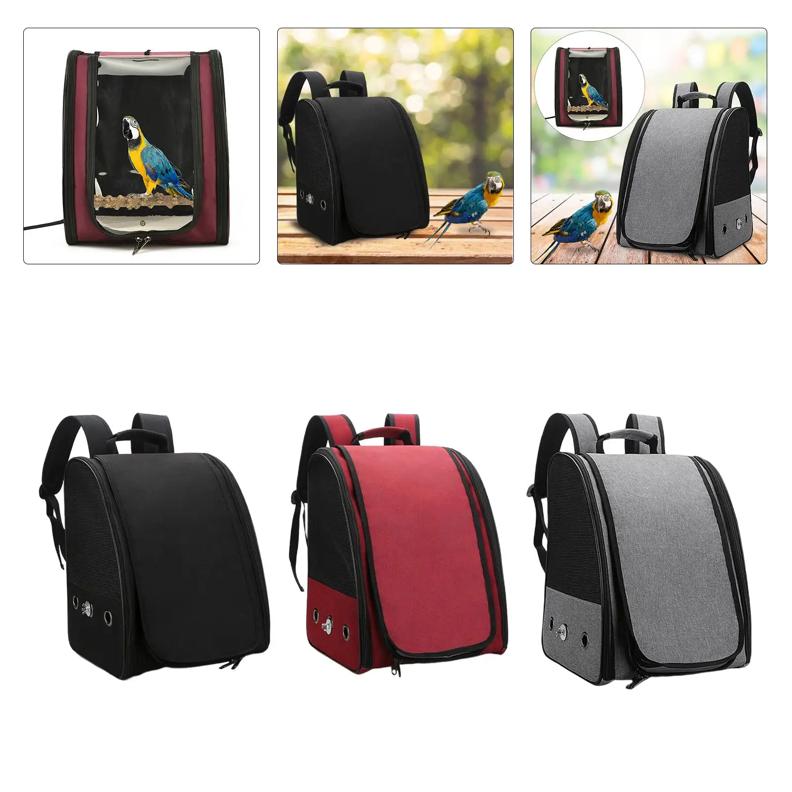 Breathable Bird Travel Bag Transparent Hangbag Parrot Carrier Backpack for Guinea Pig Chinchilla Squirrel Macaw Pets Accessories