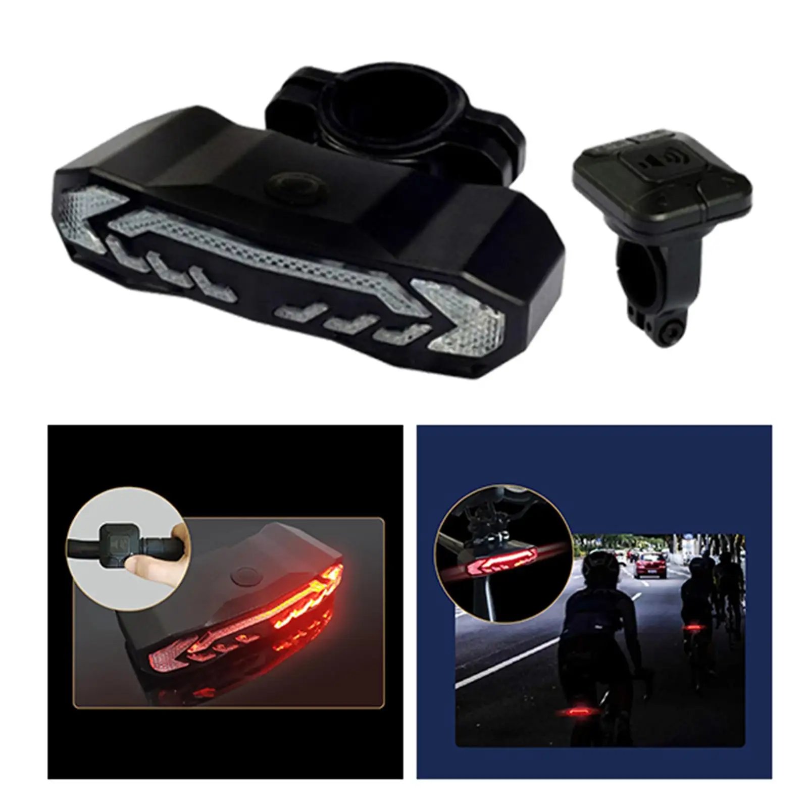  Light Anti Theft  Back Safety Warning  Road Night Cycling with Remote Control 6Modes