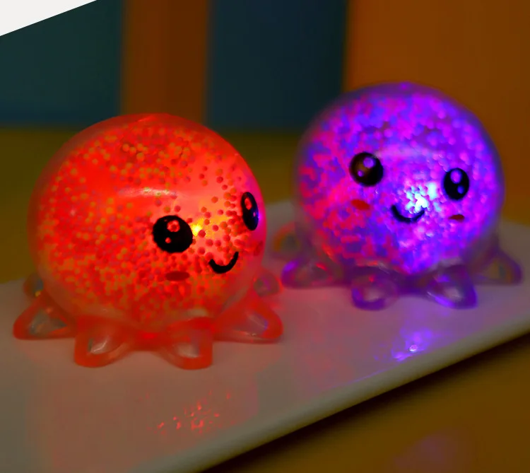 fidget snapper Glowing Light Squid Vent Ball Squeeze Toys Decompression Toy Bubble Octopus Ball Stress Relief Toy Gift for Kids AK411 stress relieving ball
