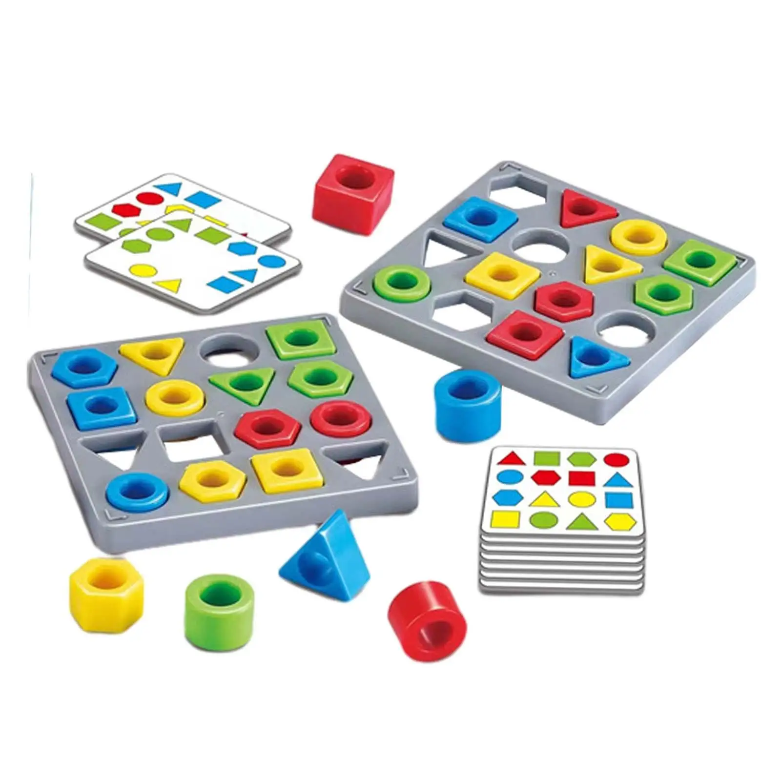 Geometric Shape Matching Puzzle Game 2 Players Color Sensory Educational Toy