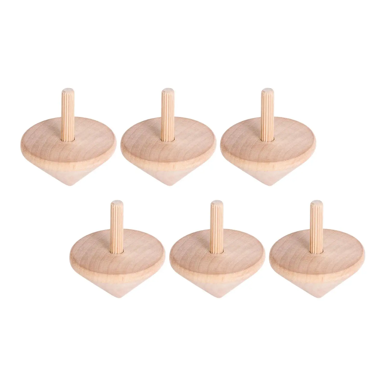 6Pcs Unpainted Wood Blank Tops Educational Toys Wooden Top Novelty Wooden Gyroscopes Toy for Kids Children Party Supplies Games