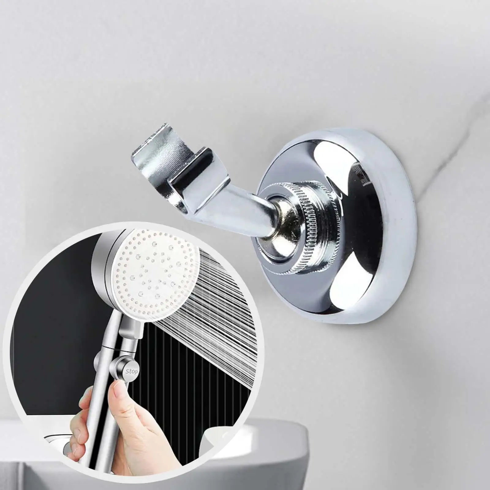 Hand Shower Holder Wall Mounted Adjustable Angle Handheld Arm Bracket Zinc Alloy