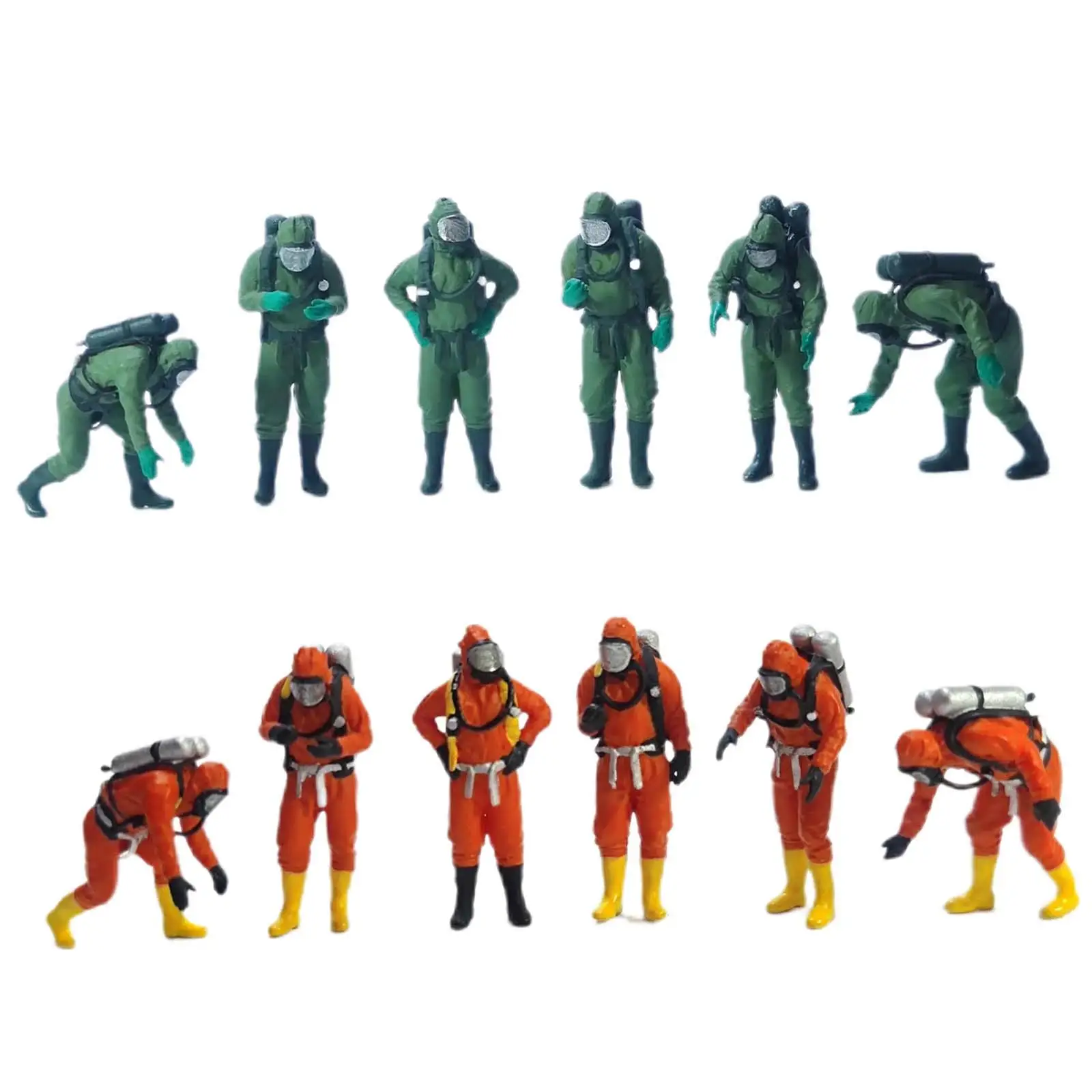 6 Pieces 1:64 People Figures Collectibles Crafts Fireman People Figures for Dollhouse Photography Props DIY Scene Layout Decor