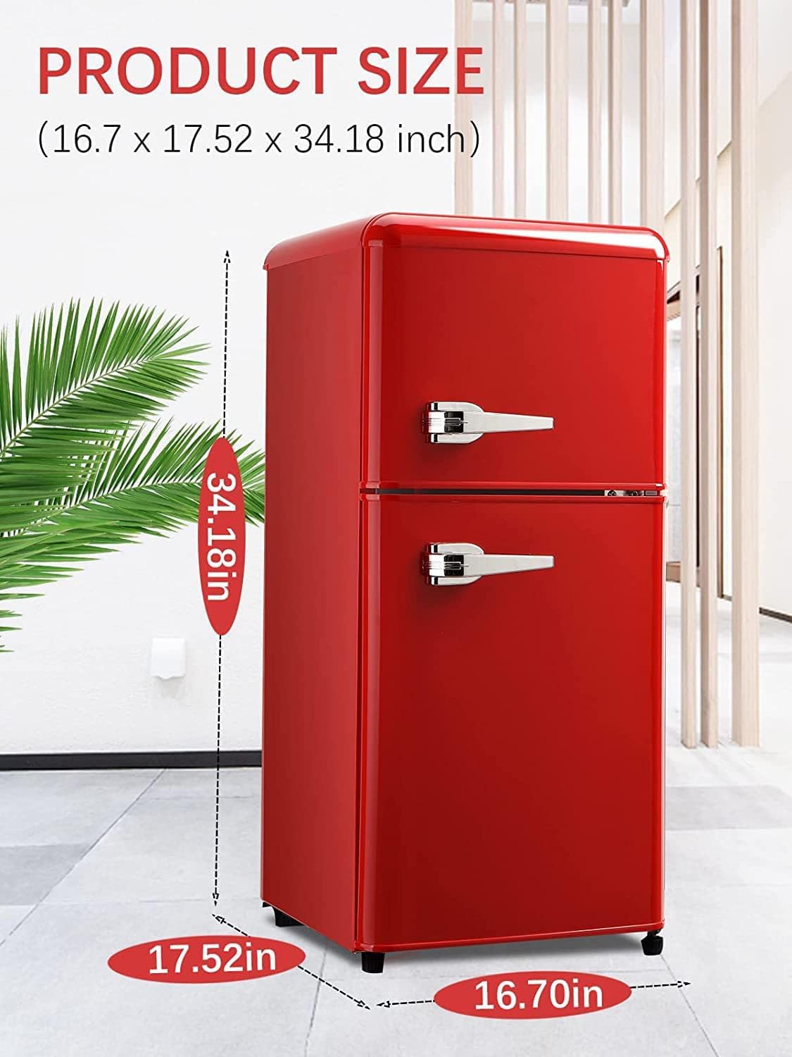 Title 5, Mini Compact Fridge Retro Refrigerator, Double-...