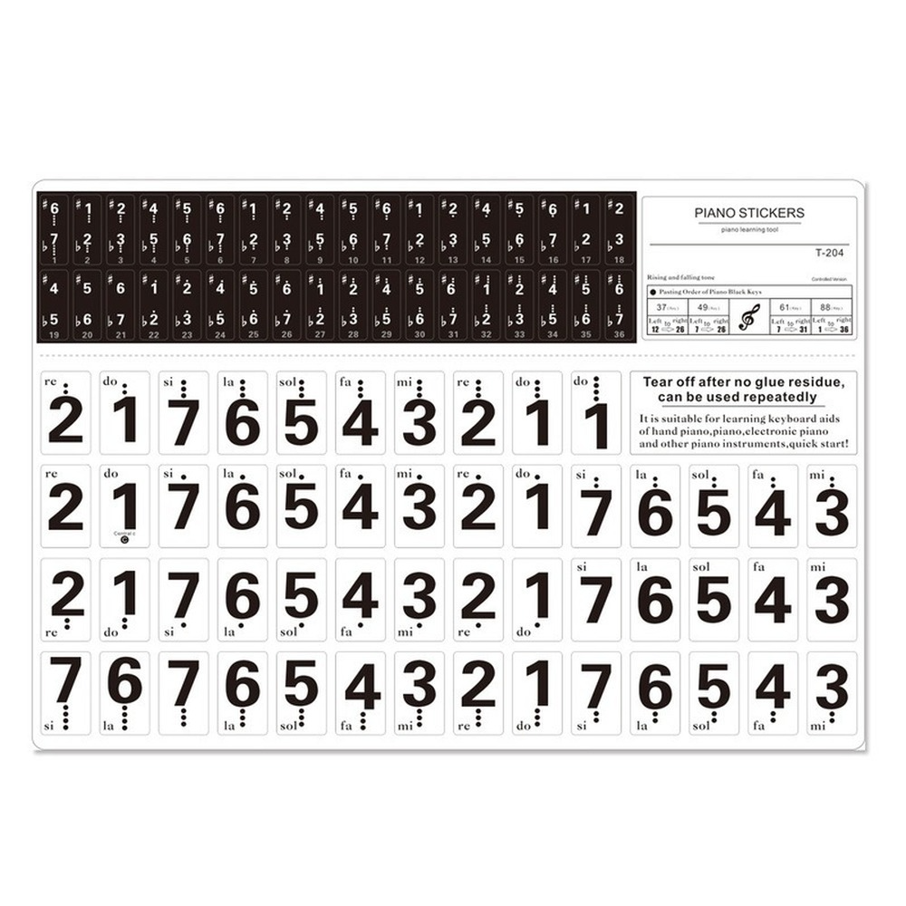 37/49/54/61/88 Tasten transparente Klaviertastatur-Aufkleber für Handrollenklavier/elektrisches Klavier, Notizwaage, Musiknotation, Anfänger – Detail 5
