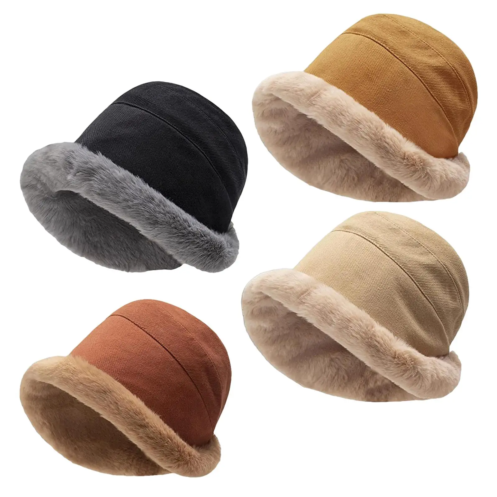 Winter Bucket Hat for Women Soft Thicken Plush Warm Casual Comfortable for Hiking Travel Outdoor Cold Weather Ladies