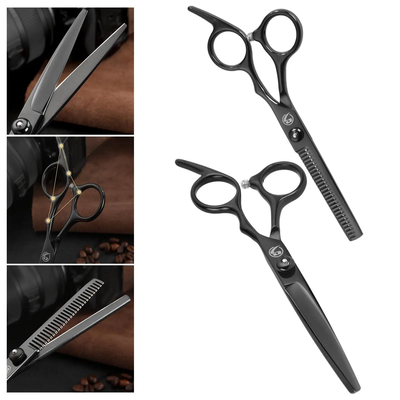 Hair  Scissors Kit, for Barber .7 inch Edge  Adjustment Tension Screw Professional (Black) Versatile