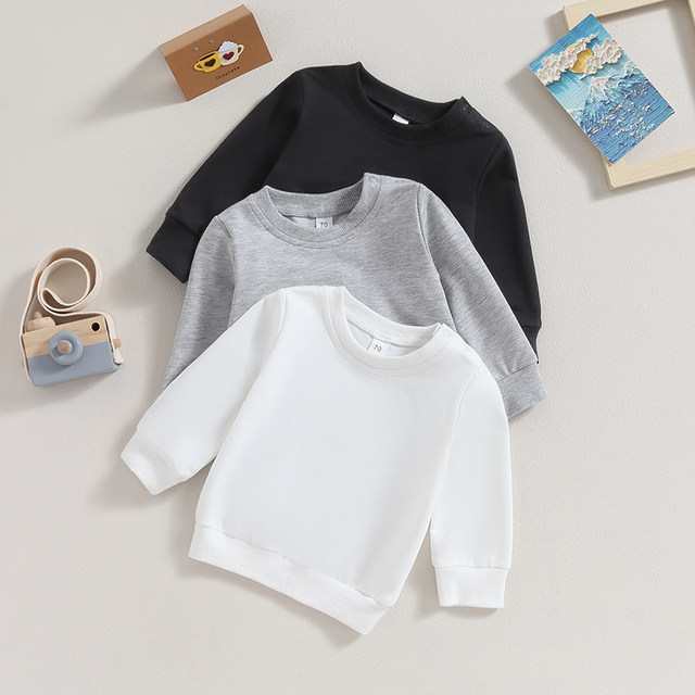 Toddler Baby Boys Girls Fall Sweatshirts Solid Color Long Sleeve Crewneck Pullover Tops Casual Unisex Kids Plain Sweatshirt 0 3Y AliExpress