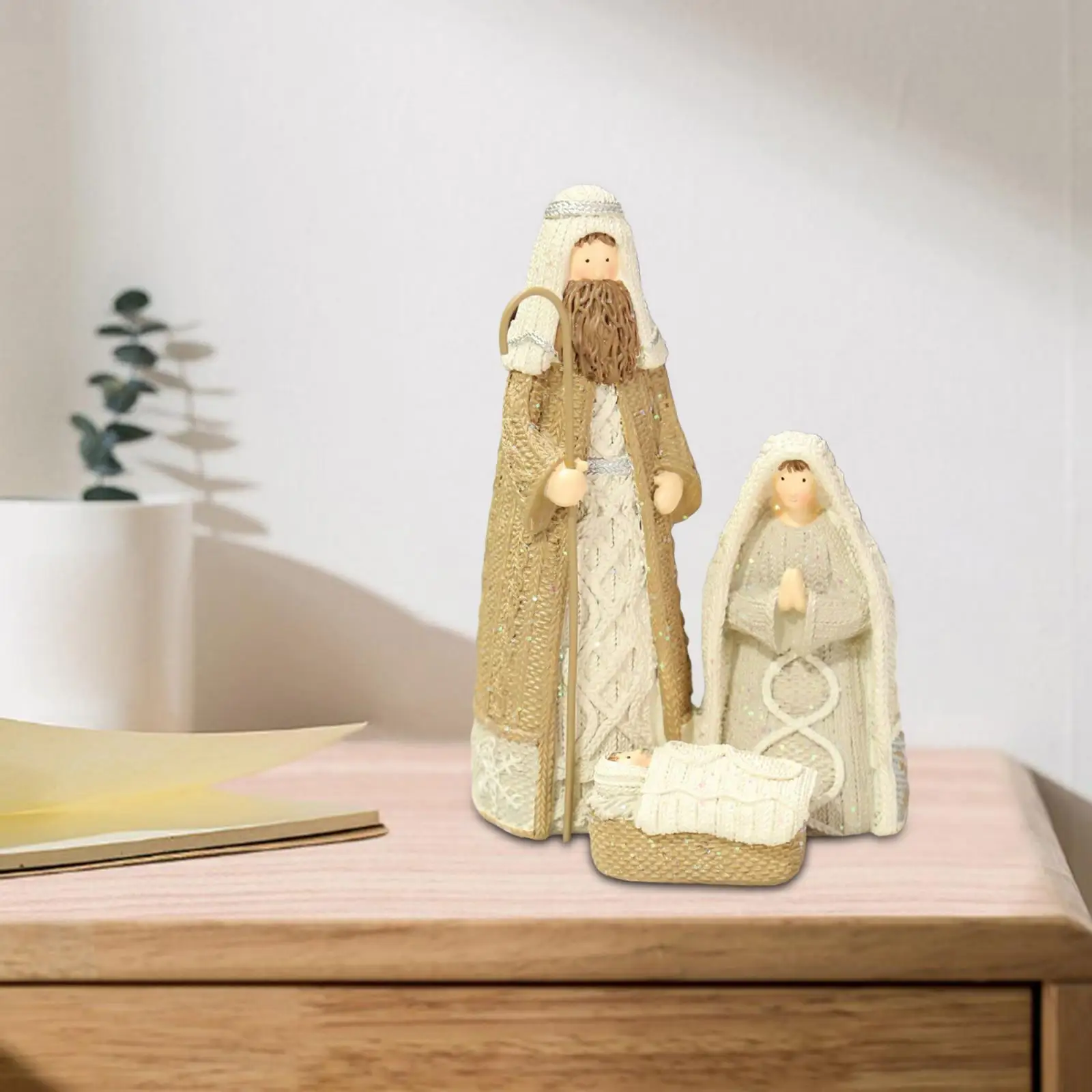 Holy Family Figurine Nativity Scene Crafts Decorative for Fireplace Church