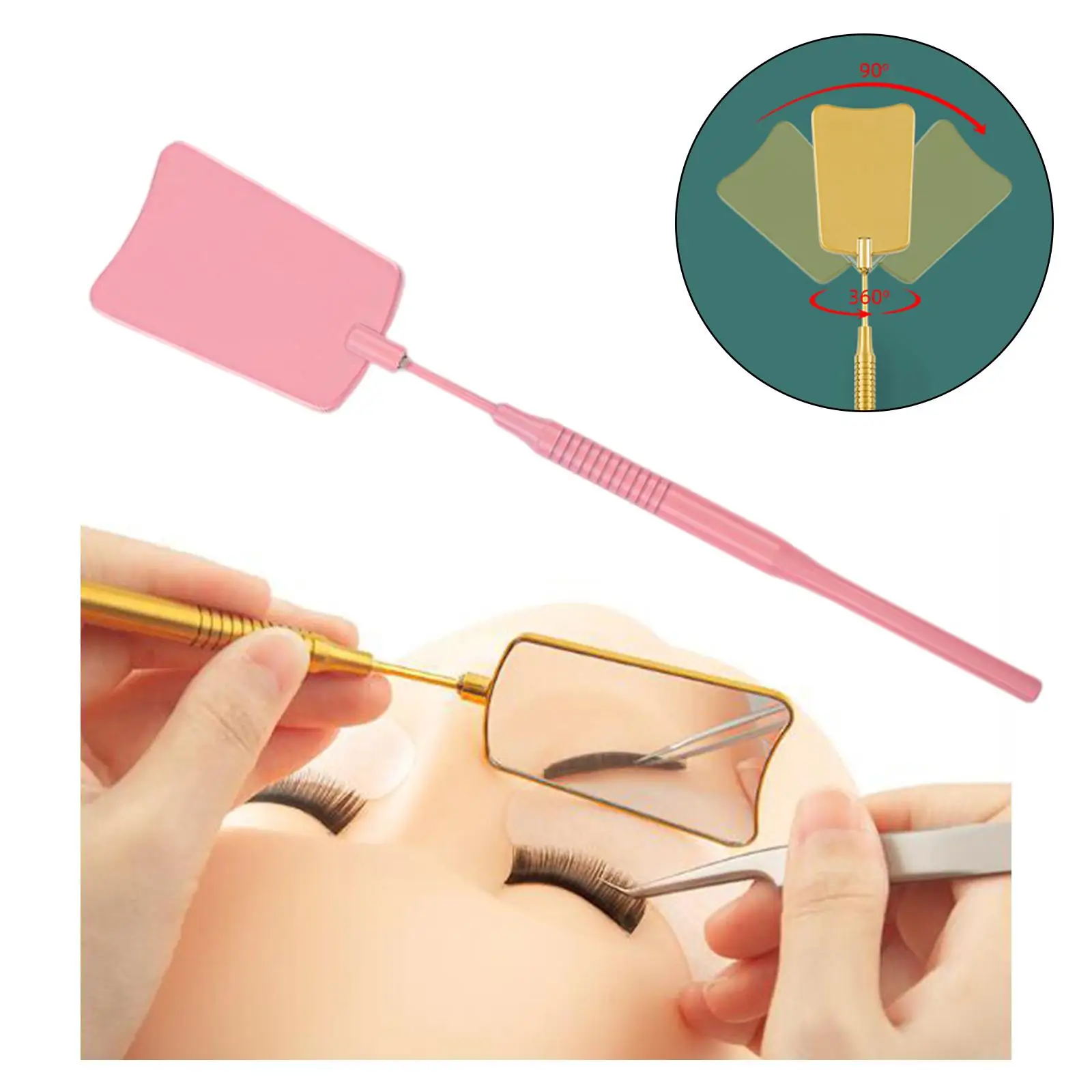 Fan Shaped Rotation Handheld Beauty Eyelash Lash Check Mirror Clear View Comfortable to Hold Accessories Makeup Mirror Premium