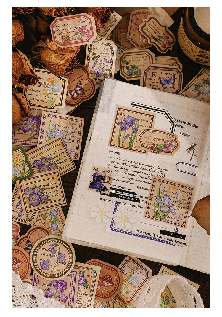 46pcs Vintage Mini Box Stickers for DIY Scrapbooking Journaling Collage Photo Album Sealing Decorative Stationery