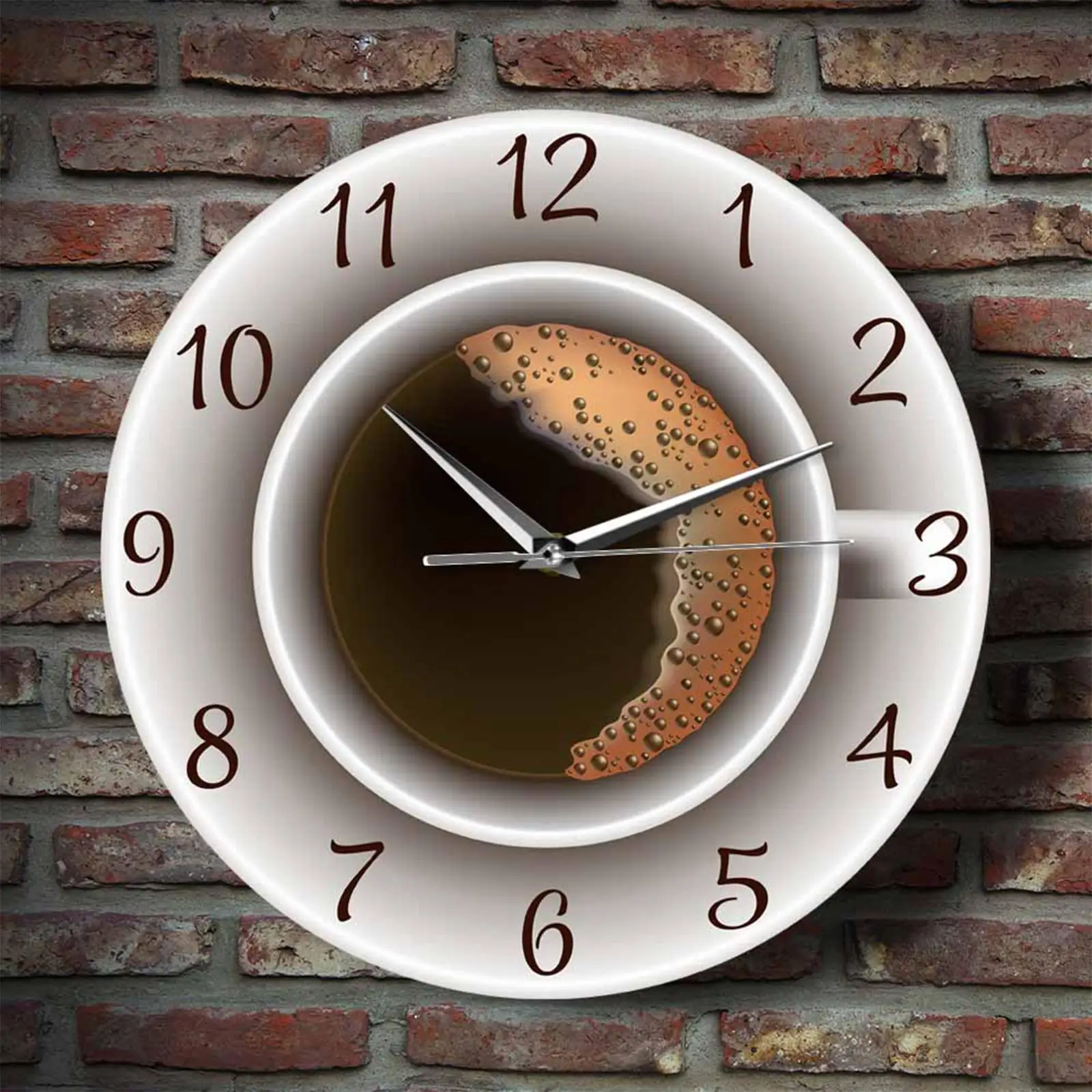Coffee Cup Wall Clocks 12 inch Movement for Kitchen Battery Powered