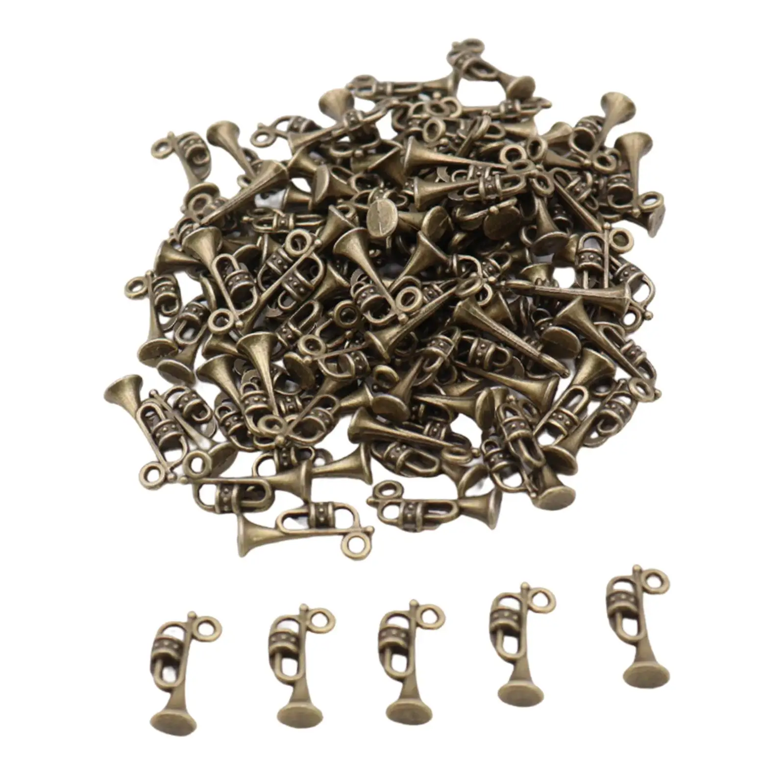 100x Metal Pendant Beads Key Charms Charms Pendants Trumpet Music Pendants for Bracelet Earring Necklace Jewelry Making
