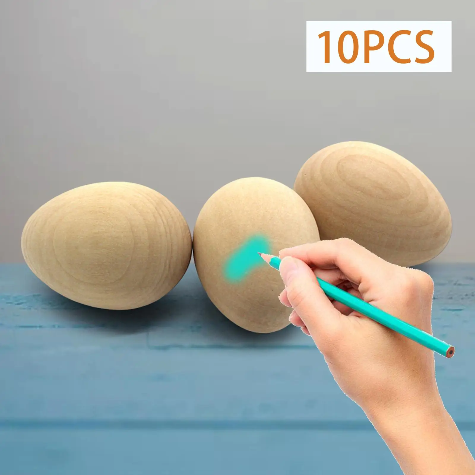 10Pcs Smooth Wooden Blank Eggs Manual Graffiti Fake Eggs DIY Wood Easter Egg for Basket Fillers DIY Easter Holiday Craft