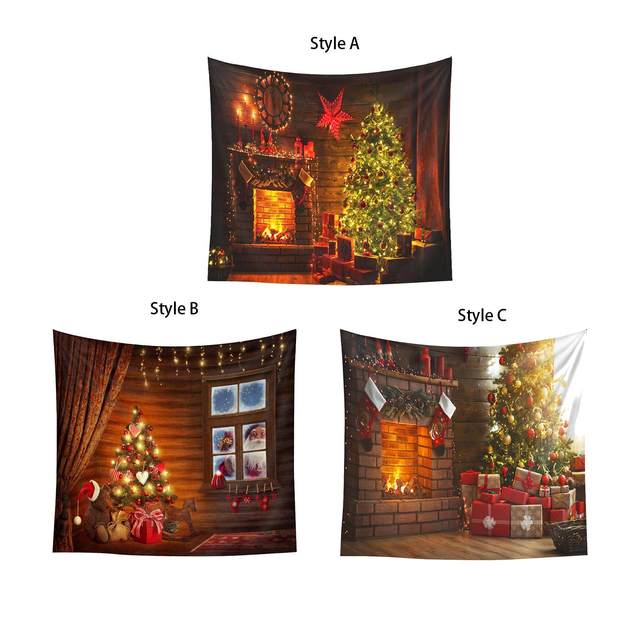 Portable Christmas Photography Background Christmas Tapestry Photo Studio Props Party Favors Wall Decor Blanket for Home Decor