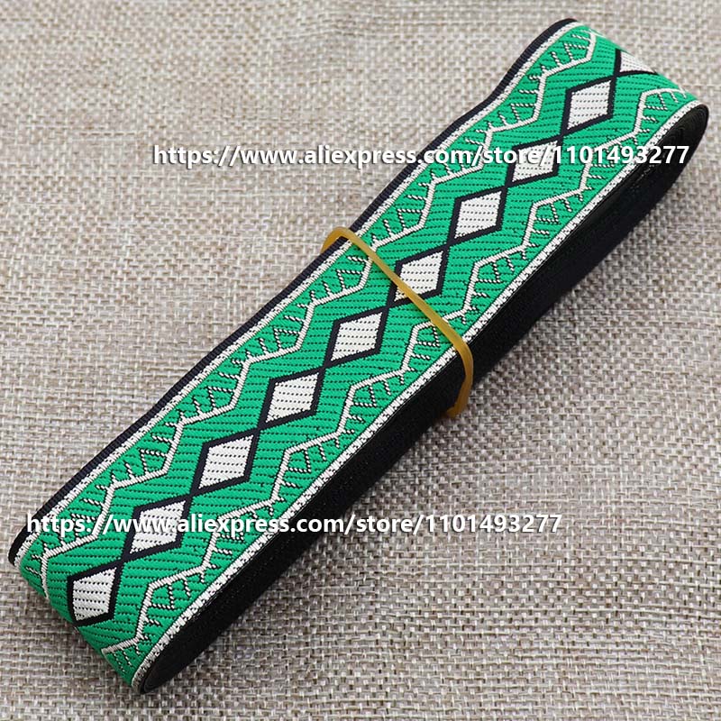Description Picture 4 of item3.3cm 7 Yards Jacquard Ribbon with Ethnic Trim Embroidered Woven Webbing Tape for Cloth Sewing and Crafting Decorative