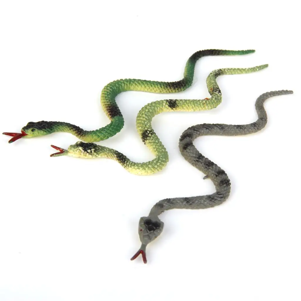 20xPlastic Reptiles Animal Snake Model Toy 12pcs Multi-color