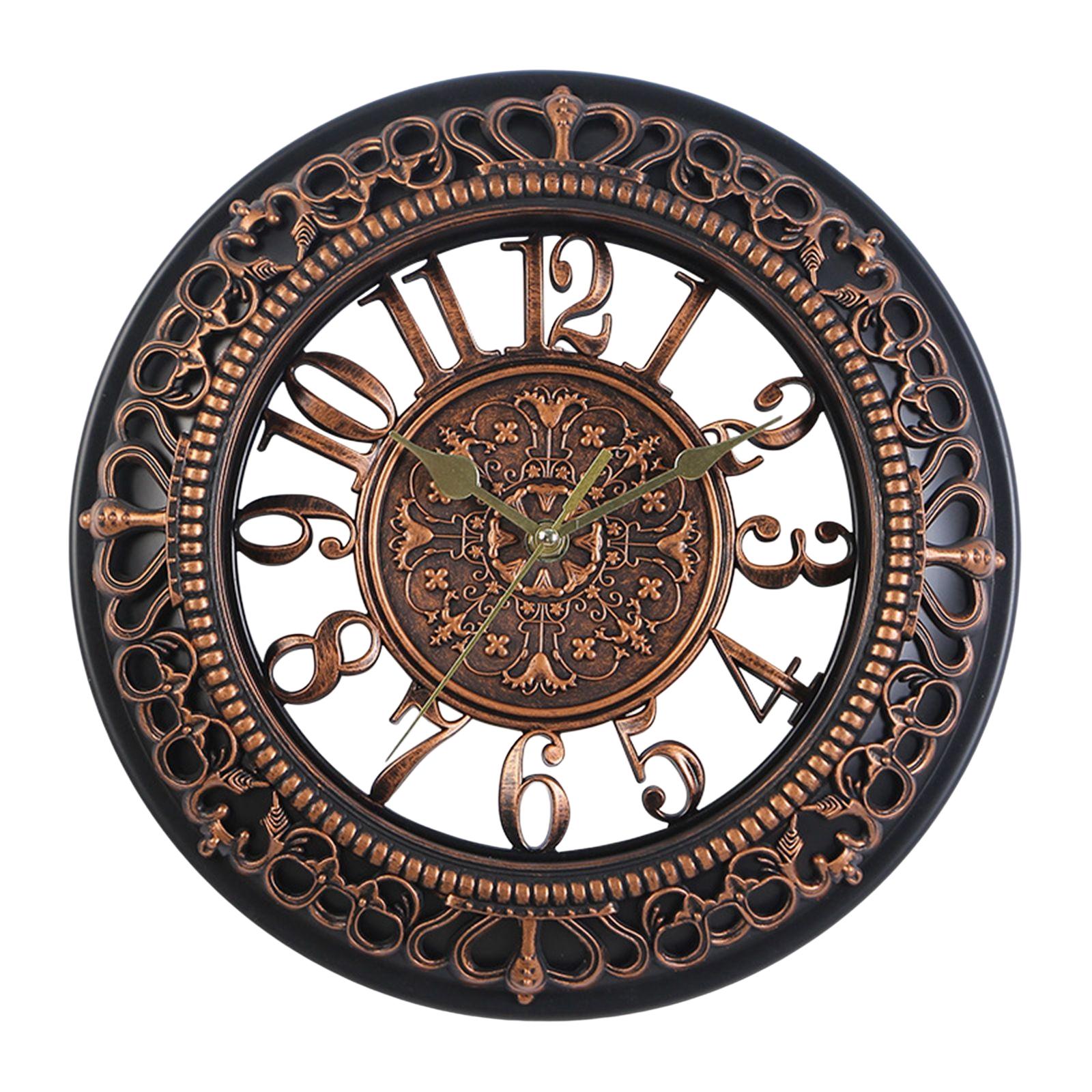 Creative Wall Clocks Silent Round Clock Hanging Battery Operated for Office Bedroom Indoor Garden Home Decoration