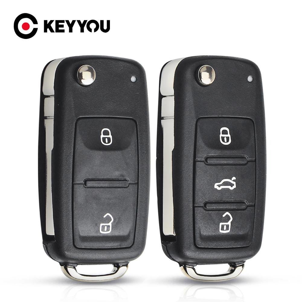 KEYYOU For VW polo passat b5 Tiguan Golf for VW for Volkswagen Seat Skoda 2/3 buttons Car key 5K0837202AD Key Flip key Shell