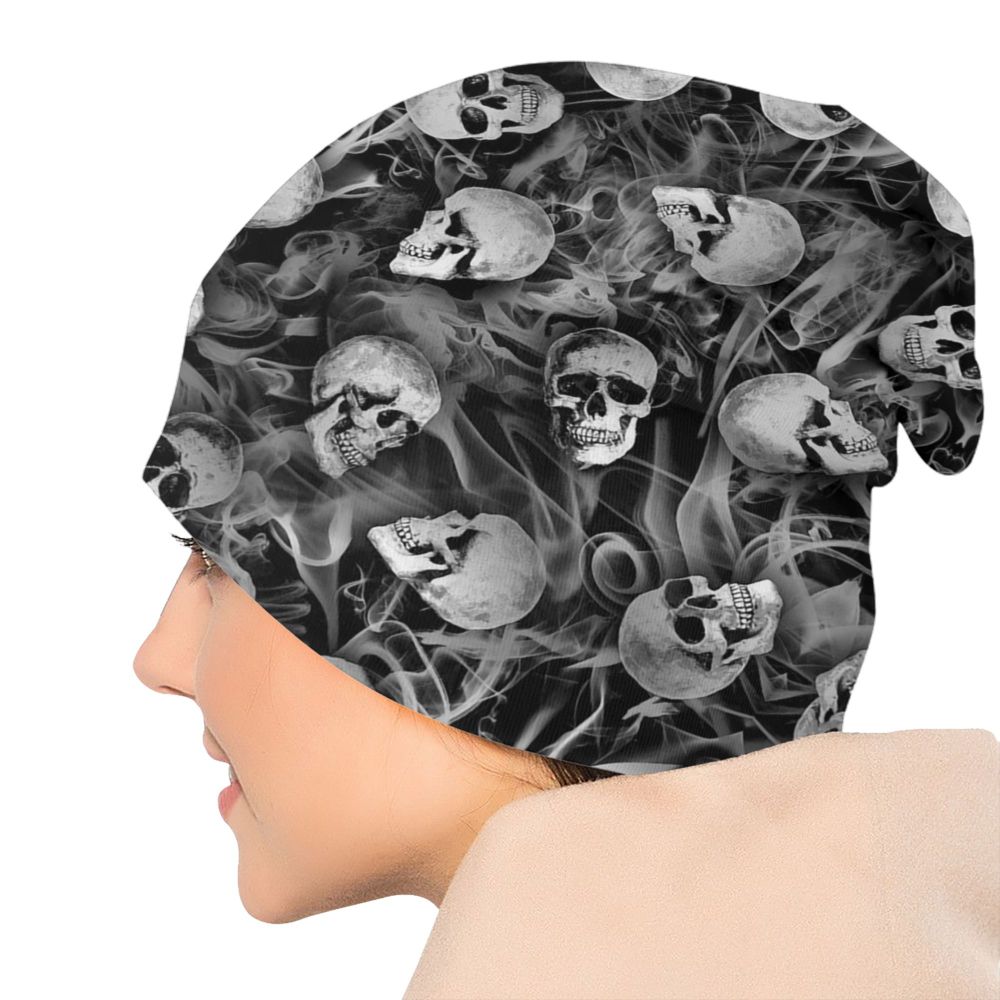 Benutzerdefinierte Schädel Druck Motorhaube Hüte Straße Stricken Hut Für Frauen Männer Winter Warme Horror Skeleton Tod Skullies Beanies Caps – Detail 17