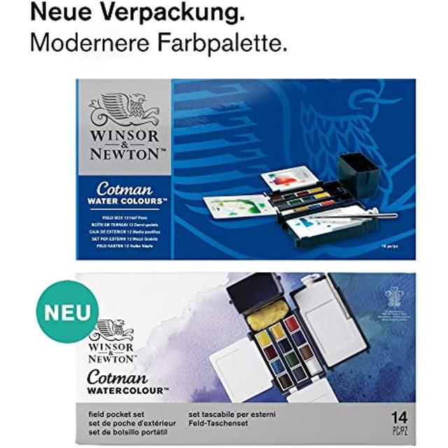 Winsor & Newton Cotman Watercolor Travel Set Portable 12-color Half-block  Luxury Sketch/Painting Pigment Hand-painted Art Supply