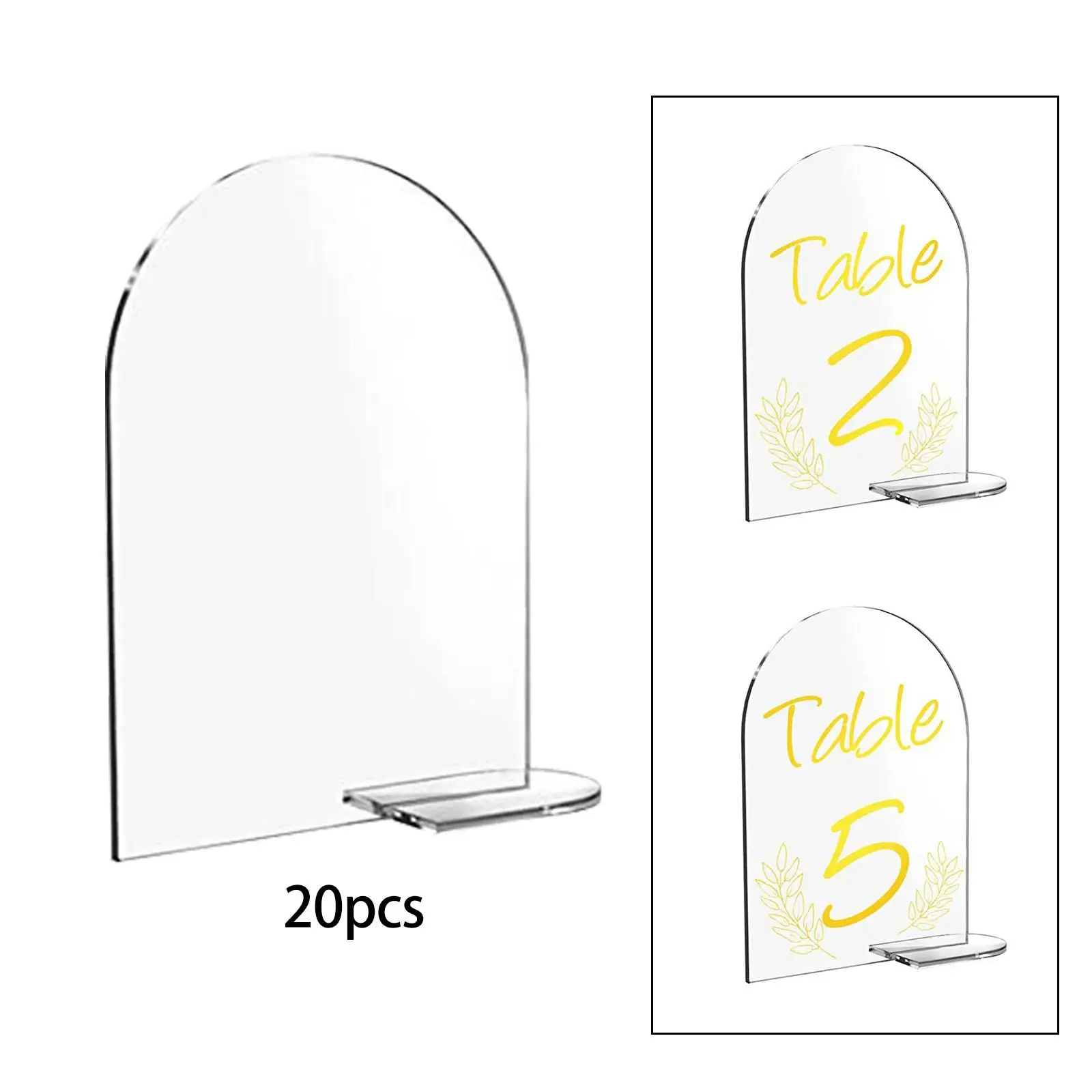 Blank Plate Acrylic Signs Holder Stand Menu Sign Guest Name Tag Double Sided Display Clear Arch Acrylic Signs for Weddings Party