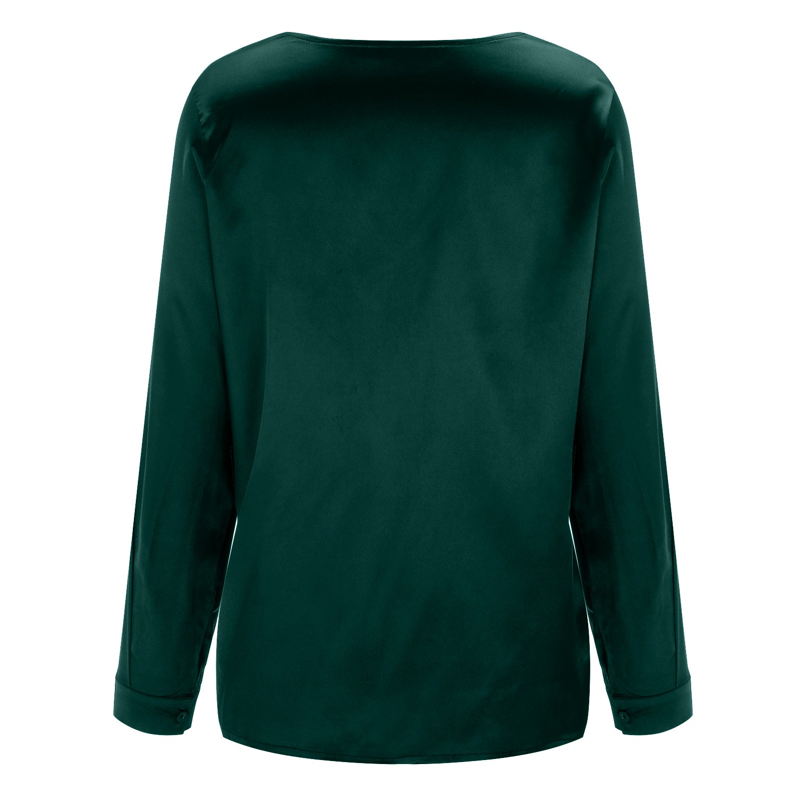 primavera cetim de seda com decote em camisa verde mulheres magro blusa elegante manga longa wrap blusas moda sólida blusa de cetim novo topo